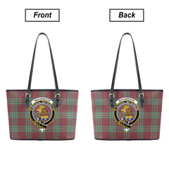 MacGregor Hunting Ancient Tartan Crest Leather Tote Bag