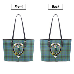 MacInnes Ancient Tartan Crest Leather Tote Bag