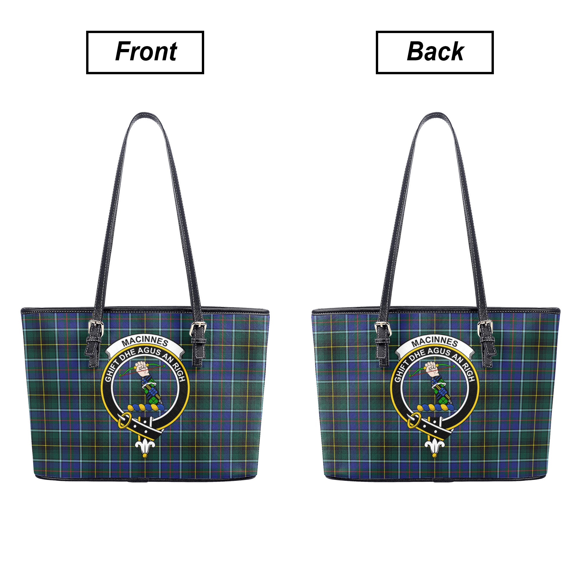 MacInnes Modern Tartan Crest Leather Tote Bag