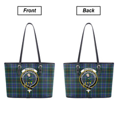 MacInnes Modern Tartan Crest Leather Tote Bag