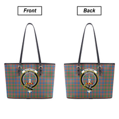 MacIntyre Ancient Tartan Crest Leather Tote Bag