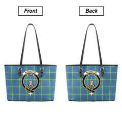 MacIntyre Hunting Ancient Tartan Crest Leather Tote Bag