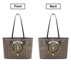 MacIntyre Hunting Weathered Tartan Crest Leather Tote Bag