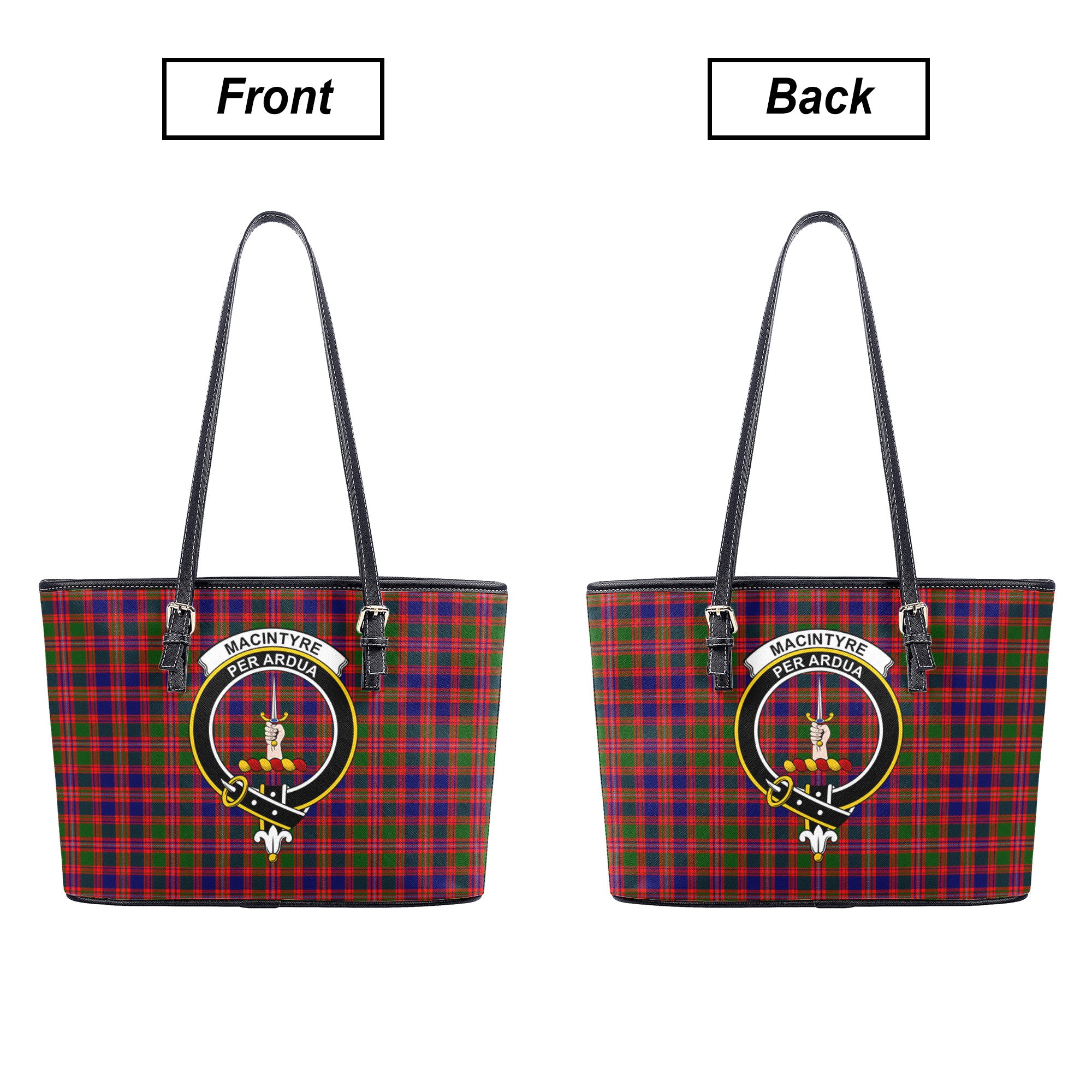 MacIntyre Modern Tartan Crest Leather Tote Bag