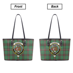 MacKinnon Hunting Ancient Tartan Crest Leather Tote Bag