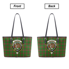 MacKinnon Hunting Modern Tartan Crest Leather Tote Bag