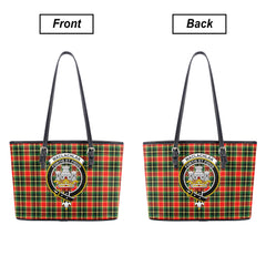 MacLachlan Hunting Modern Tartan Crest Leather Tote Bag