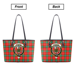 MacLaine of Loch Buie Tartan Crest Leather Tote Bag