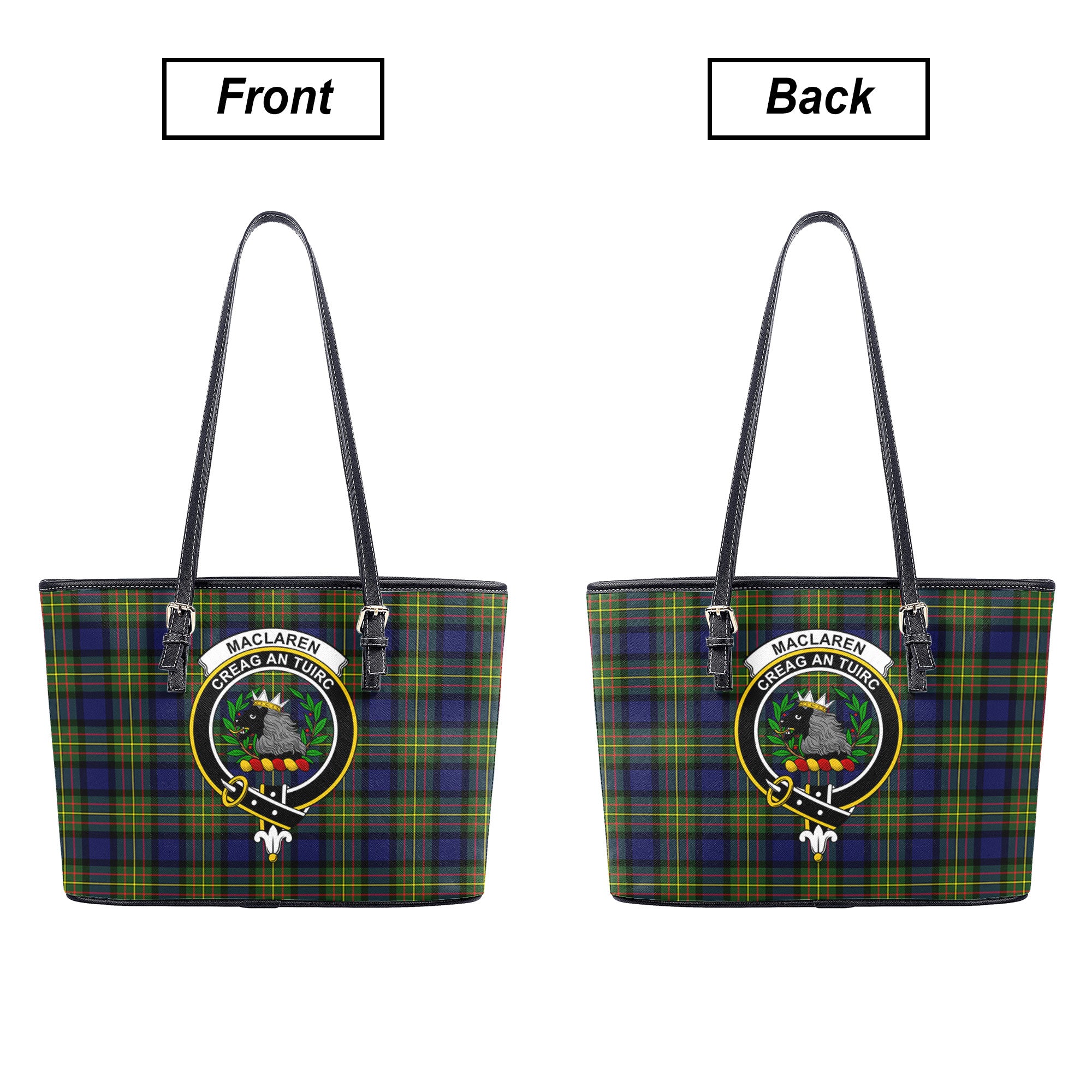 MacLaren Modern Tartan Crest Leather Tote Bag