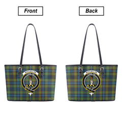 MacLellan Ancient Tartan Crest Leather Tote Bag