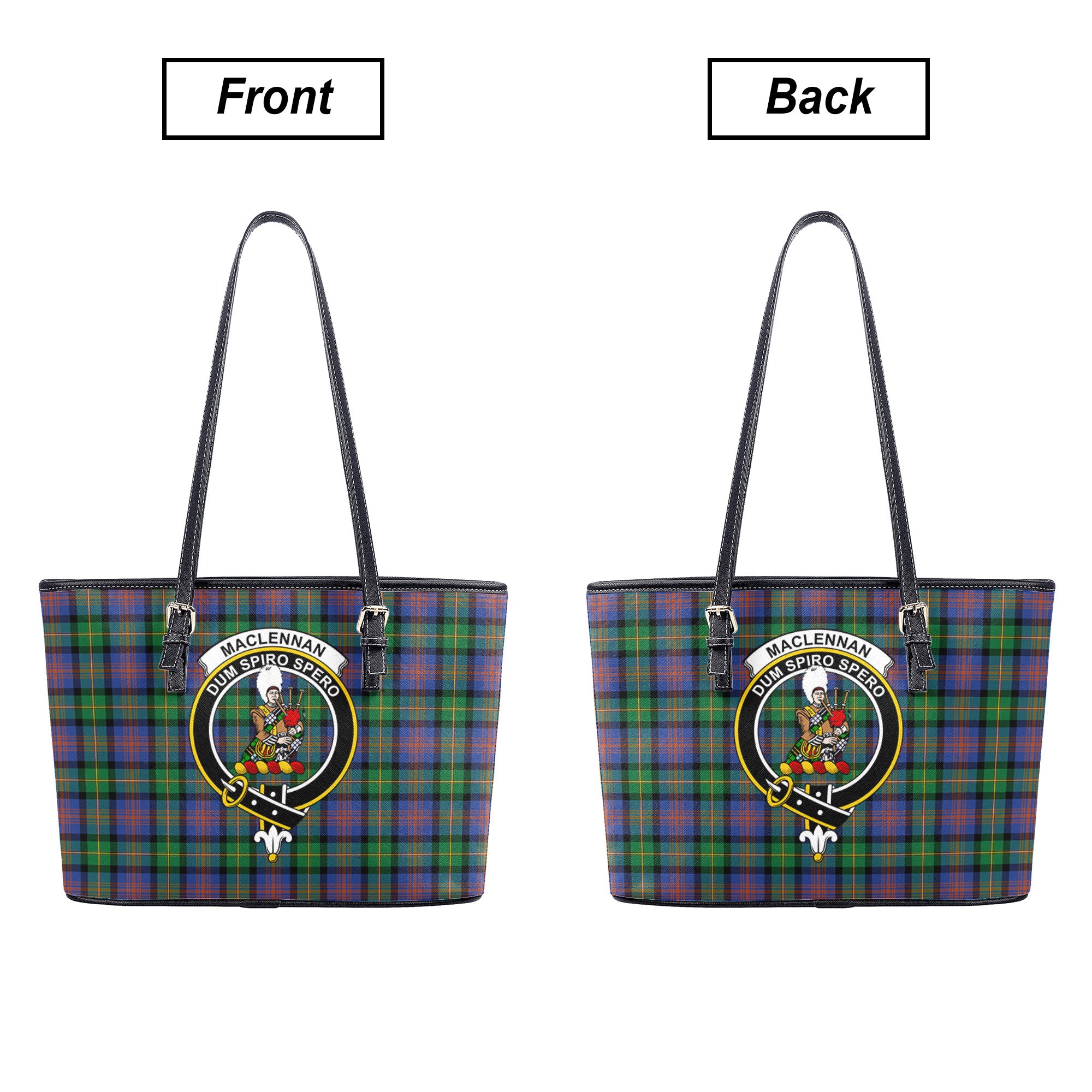 MacLennan Ancient Tartan Crest Leather Tote Bag