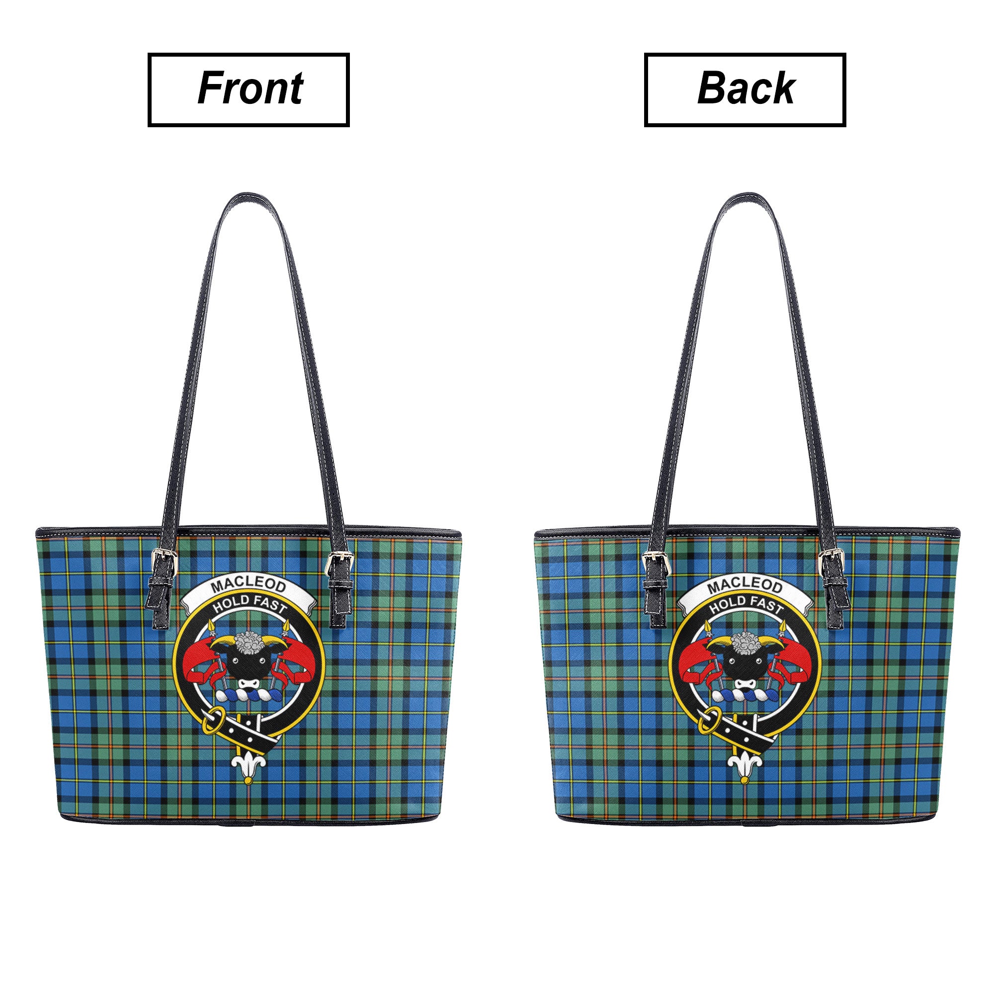 MacLeod of Harris Ancient Tartan Crest Leather Tote Bag