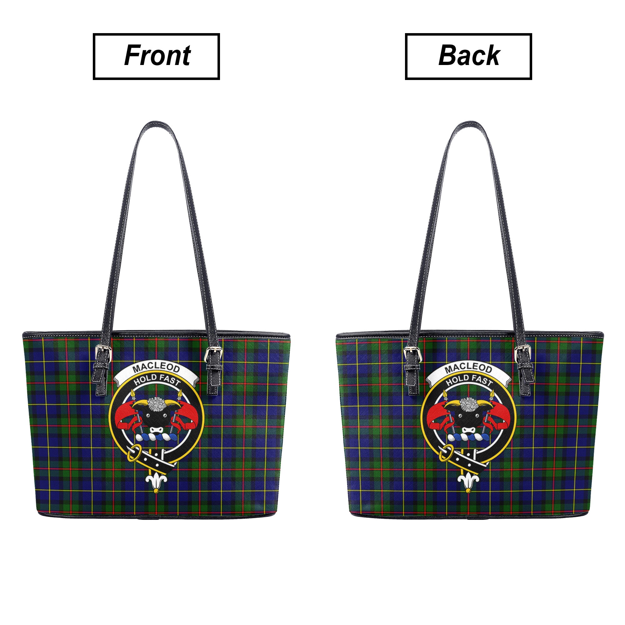 MacLeod of Harris Modern Tartan Crest Leather Tote Bag