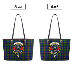 MacLeod of Harris Modern Tartan Crest Leather Tote Bag