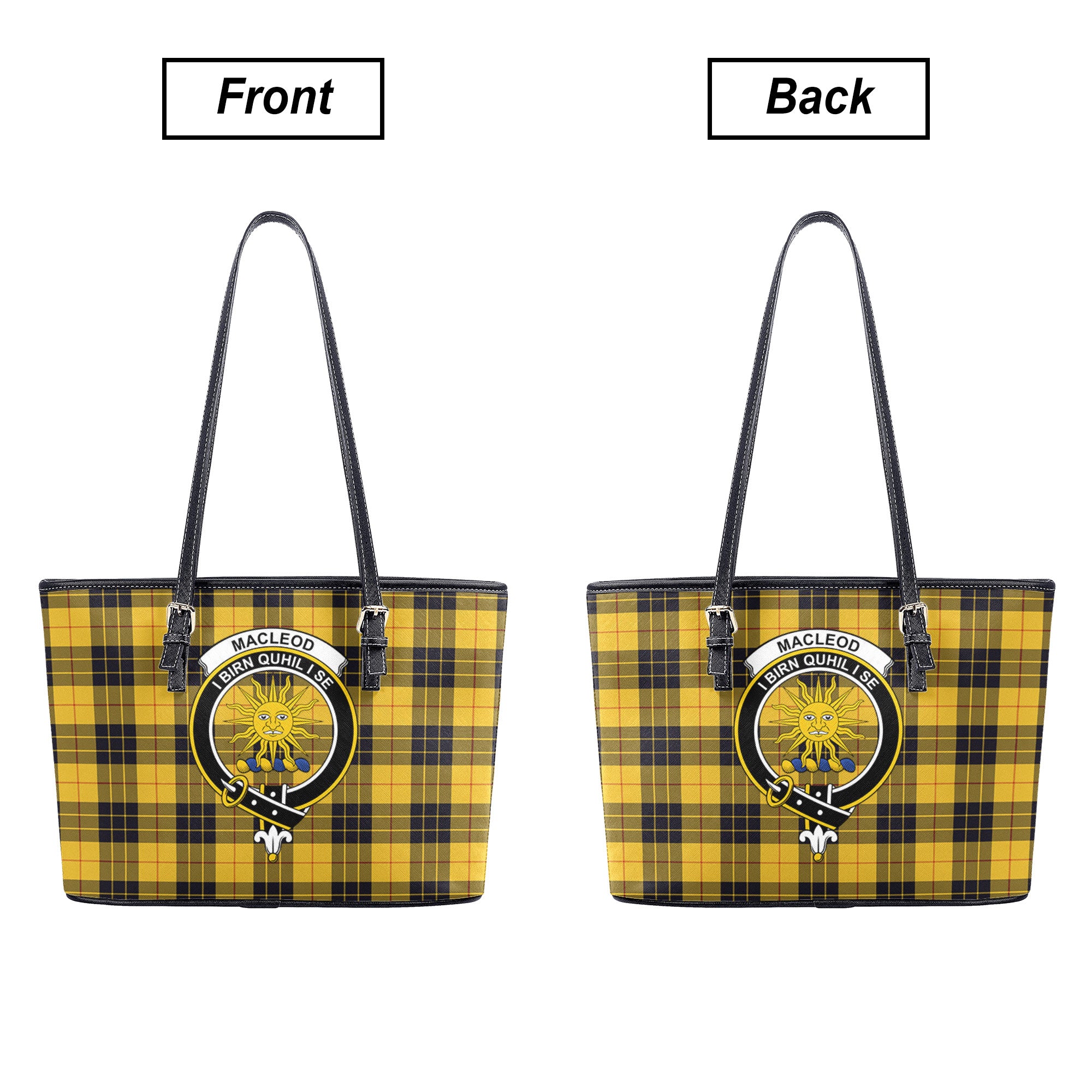 MacLeod of Lewis Ancient Tartan Crest Leather Tote Bag