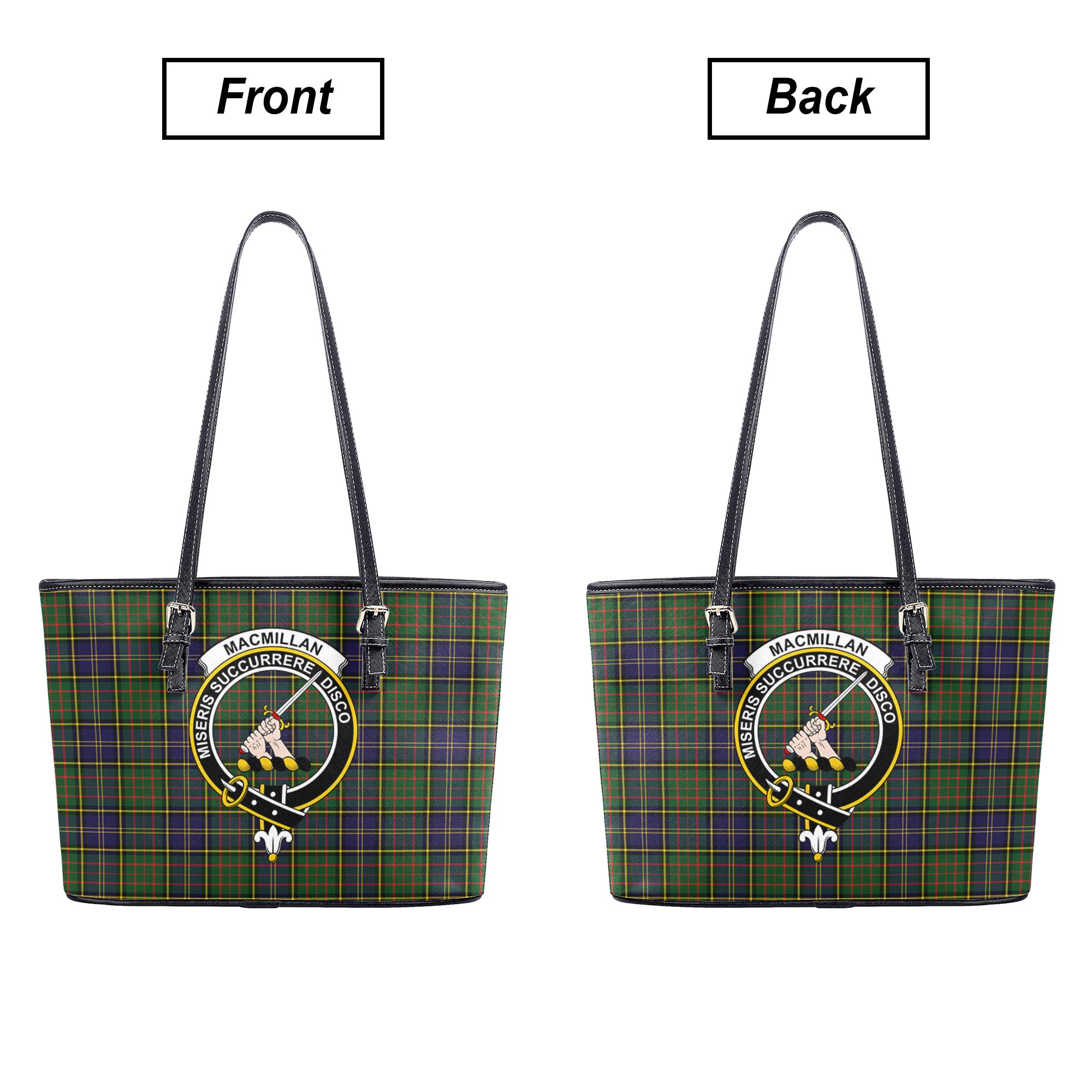 MacMillan Hunting Modern Tartan Crest Leather Tote Bag