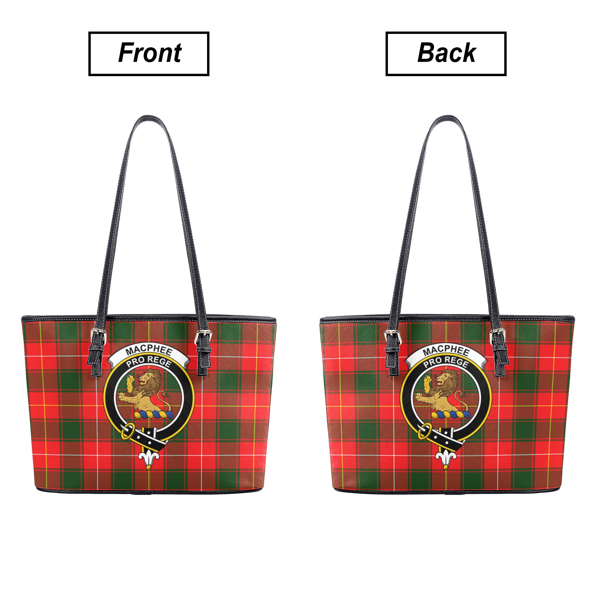 MacPhee Modern Tartan Crest Leather Tote Bag