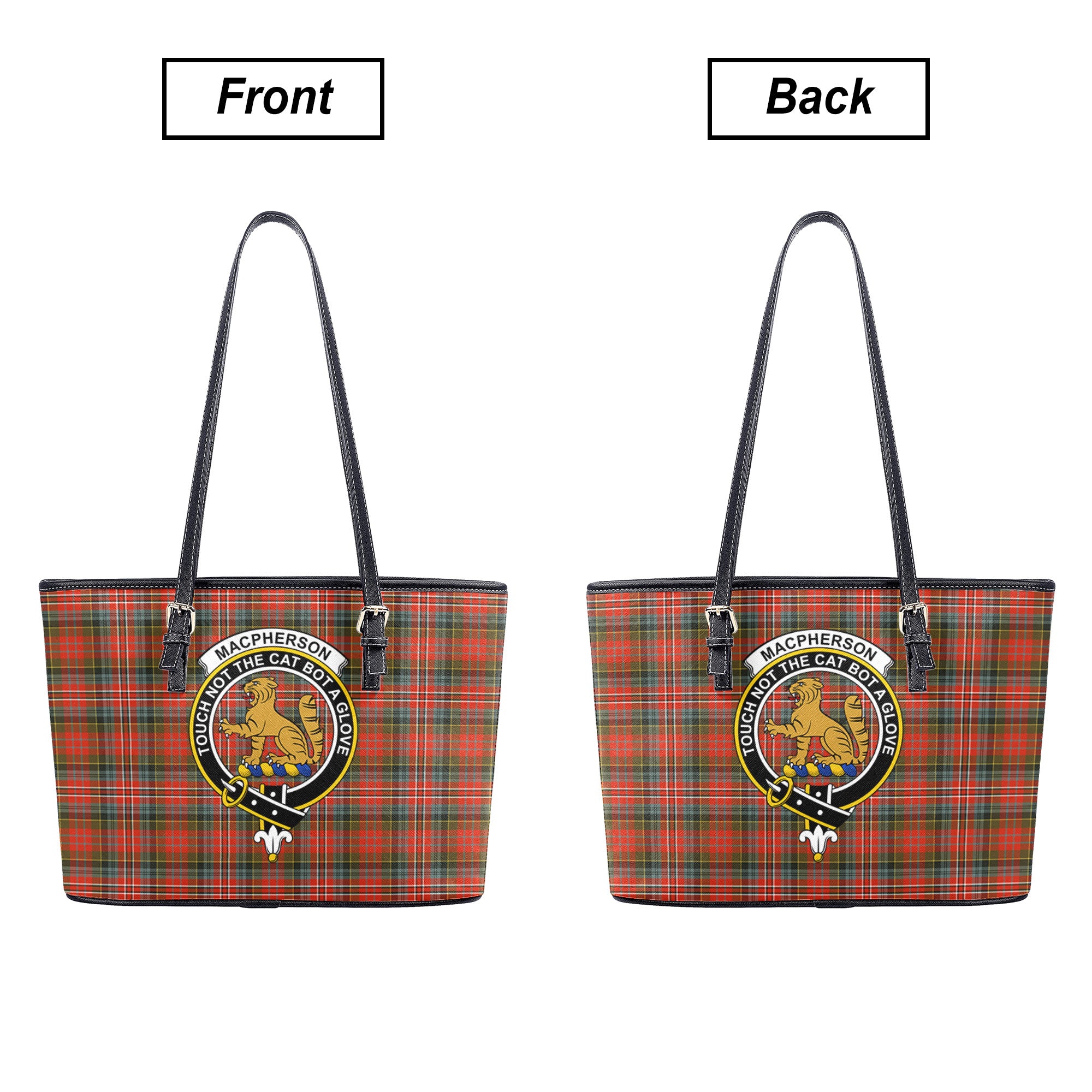 MacPherson Weathered Tartan Crest Leather Tote Bag