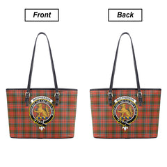 MacPherson Weathered Tartan Crest Leather Tote Bag