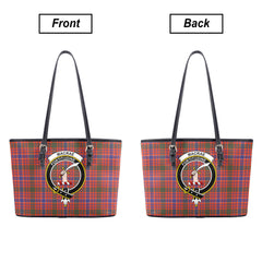 MacRae Ancient Tartan Crest Leather Tote Bag