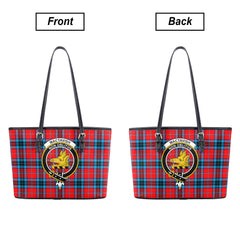 MacTavish Modern Tartan Crest Leather Tote Bag