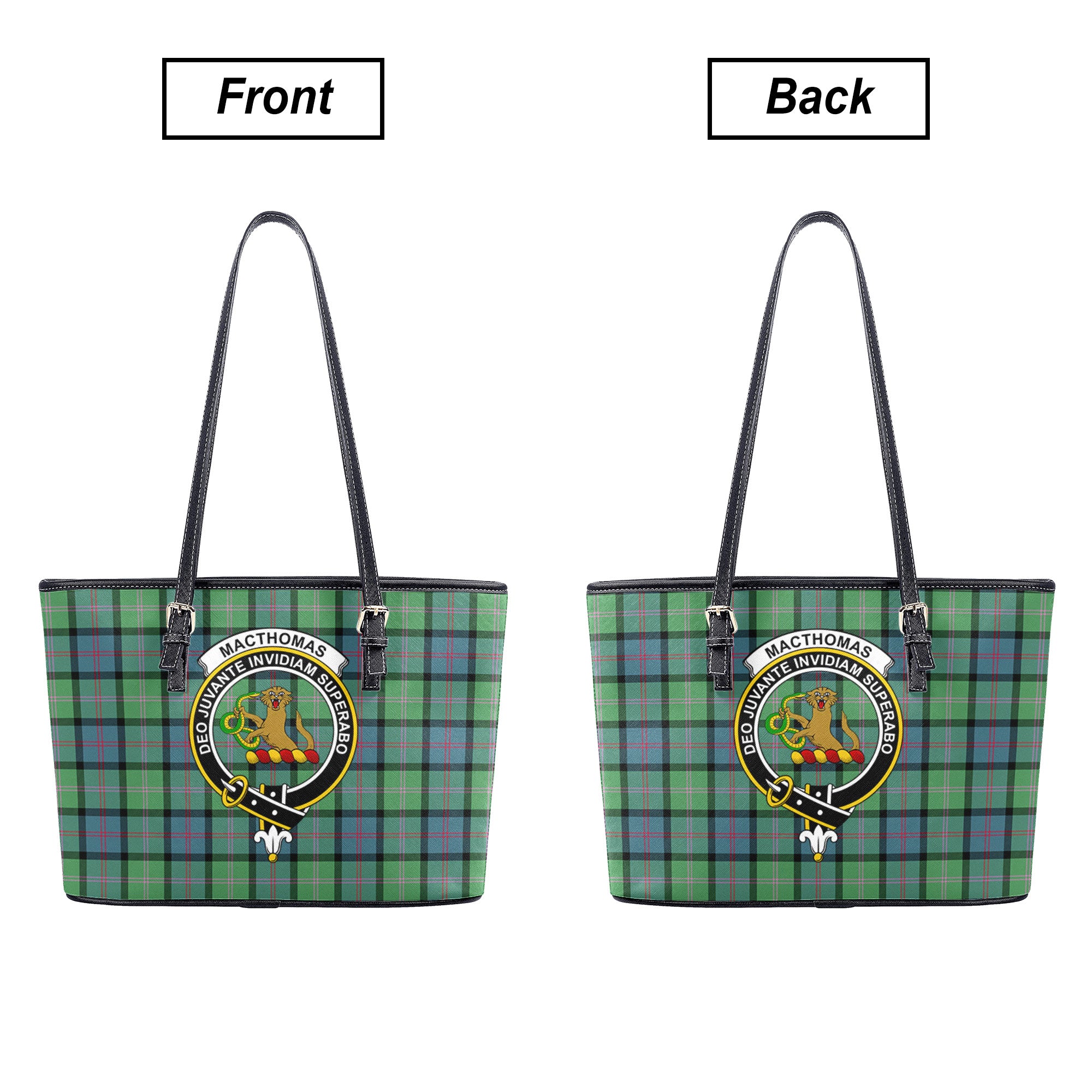 MacThomas Ancient Tartan Crest Leather Tote Bag