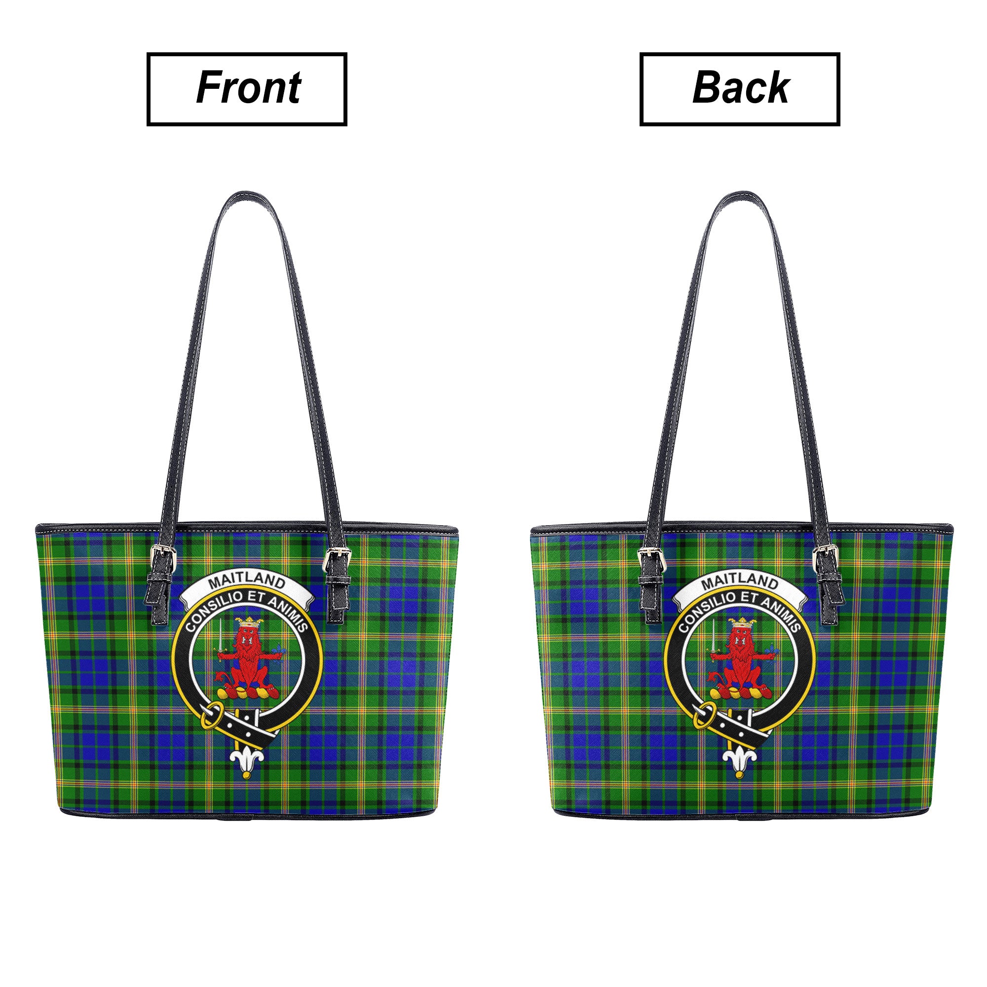 Maitland Tartan Crest Leather Tote Bag