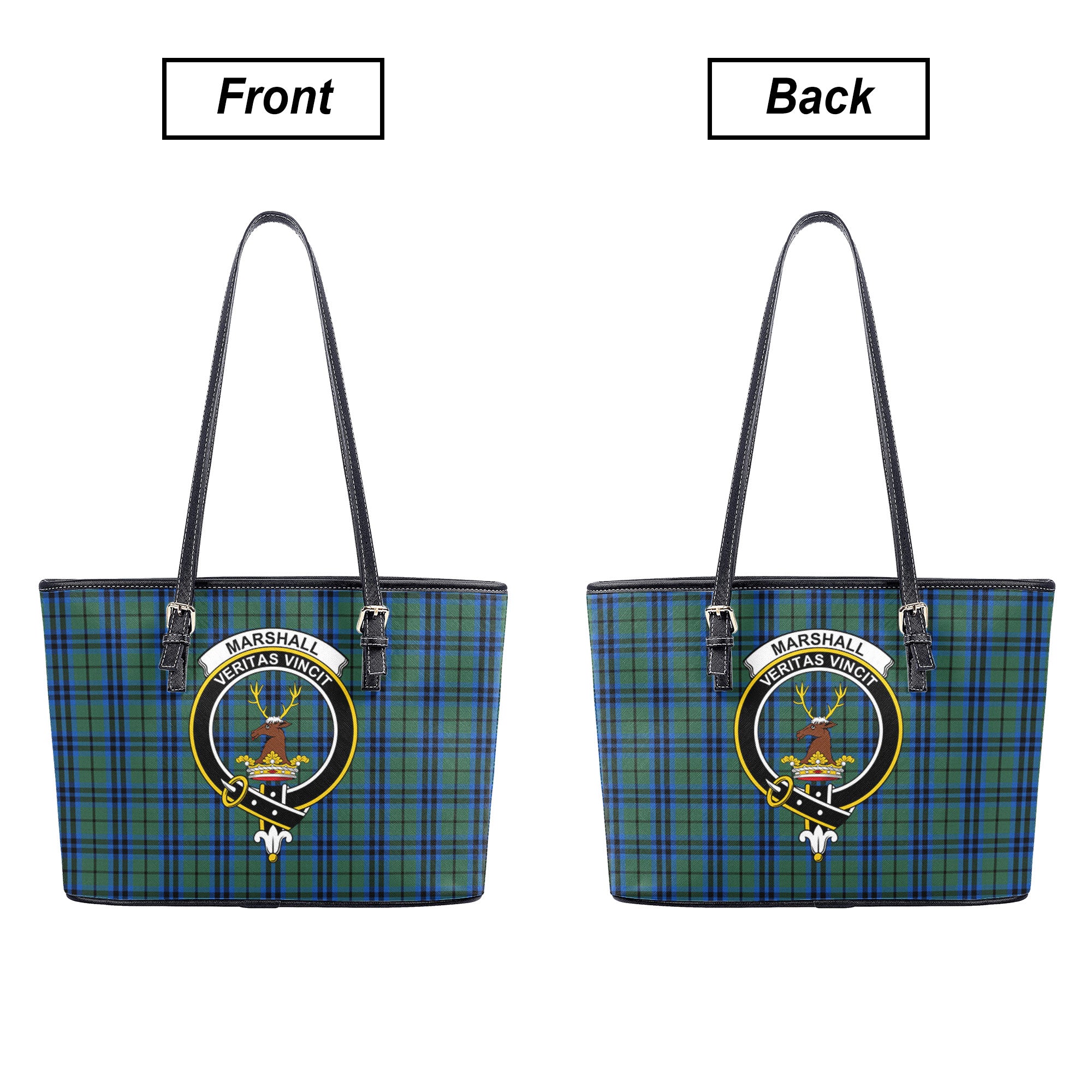 Marshall Tartan Crest Leather Tote Bag