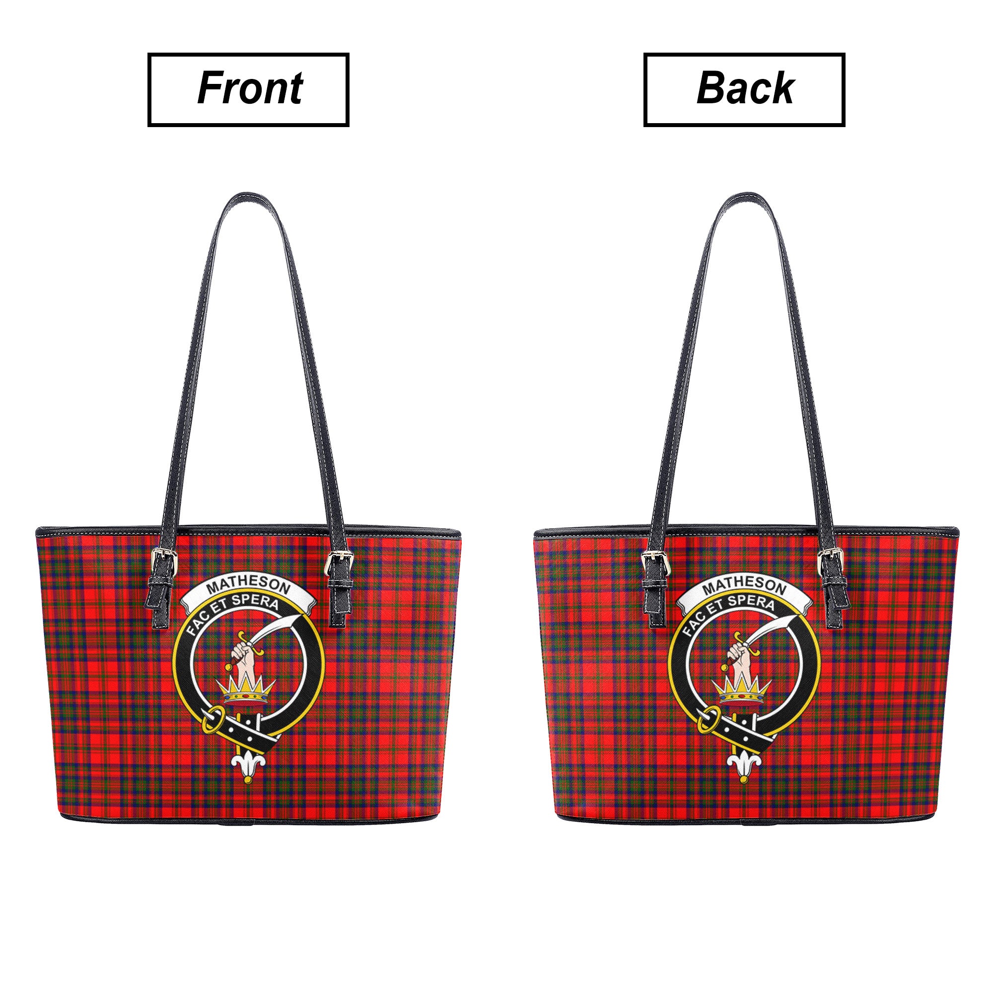 Matheson Modern Tartan Crest Leather Tote Bag