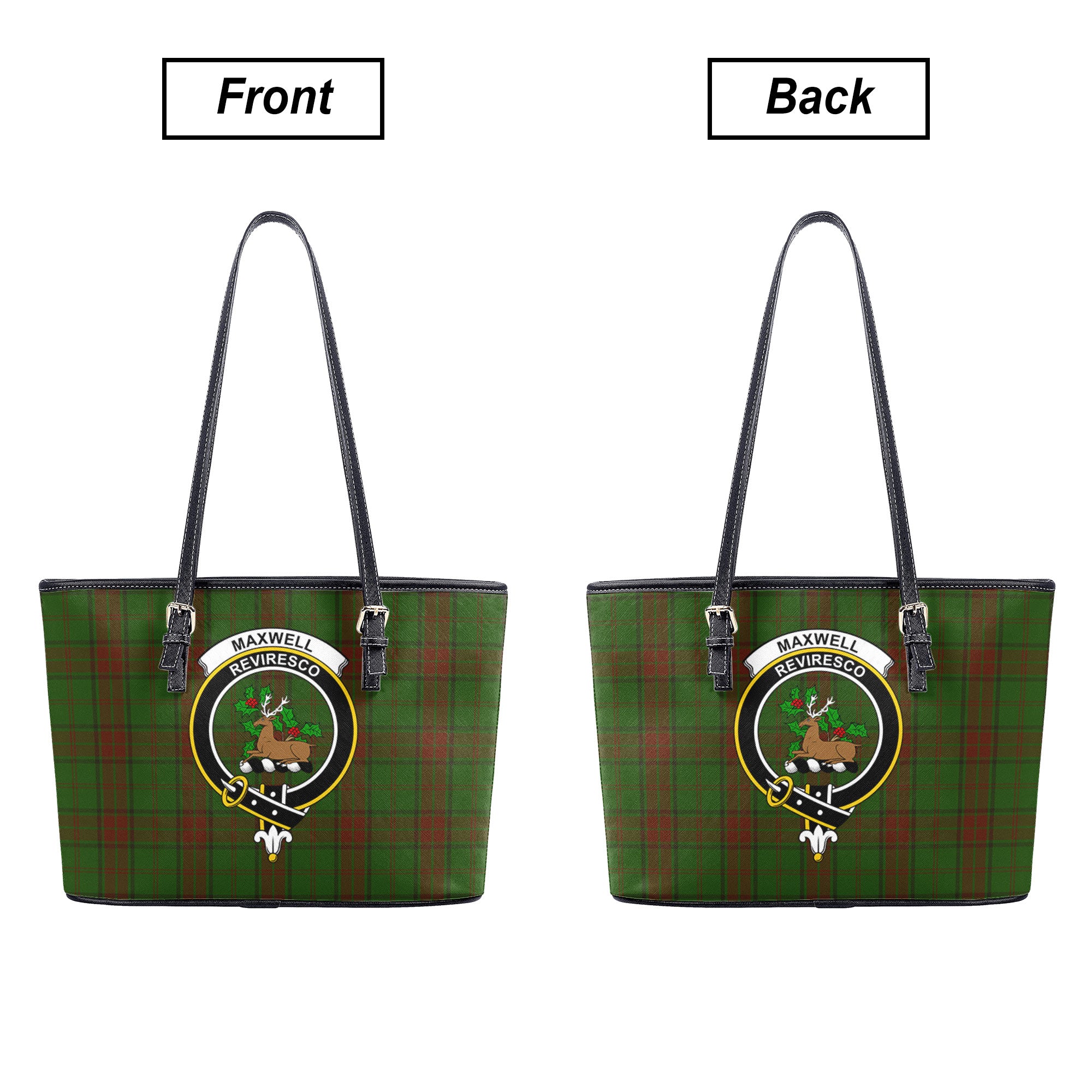 Maxwell Hunting Tartan Crest Leather Tote Bag