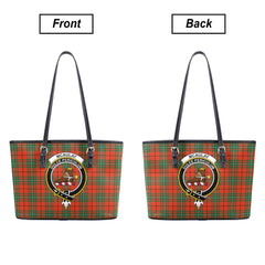 McAulay Ancient Tartan Crest Leather Tote Bag