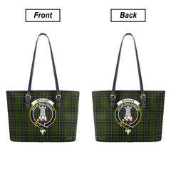 McClain Hunting Tartan Crest Leather Tote Bag