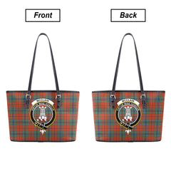 McClain of Duart Ancient Tartan Crest Leather Tote Bag