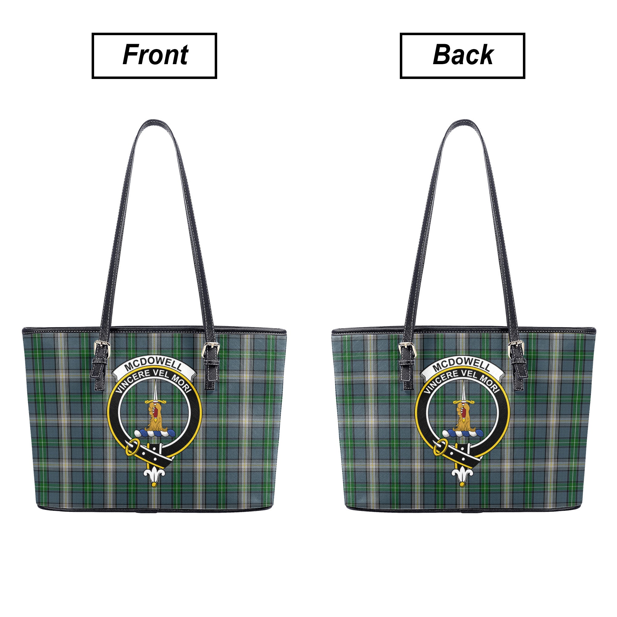 McDowell (MacDowell) Tartan Crest Leather Tote Bag