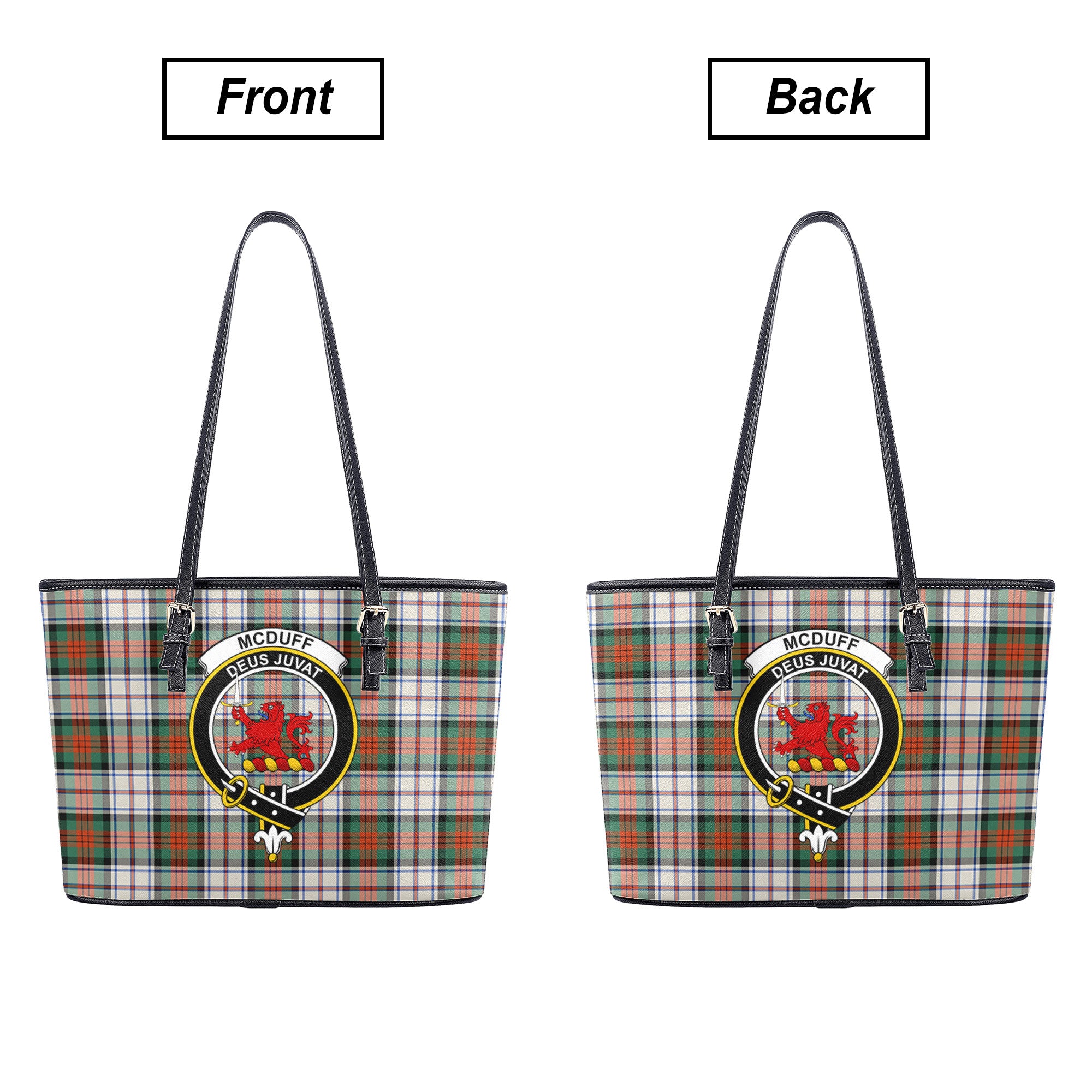 McDuff Dress Ancient Tartan Crest Leather Tote Bag