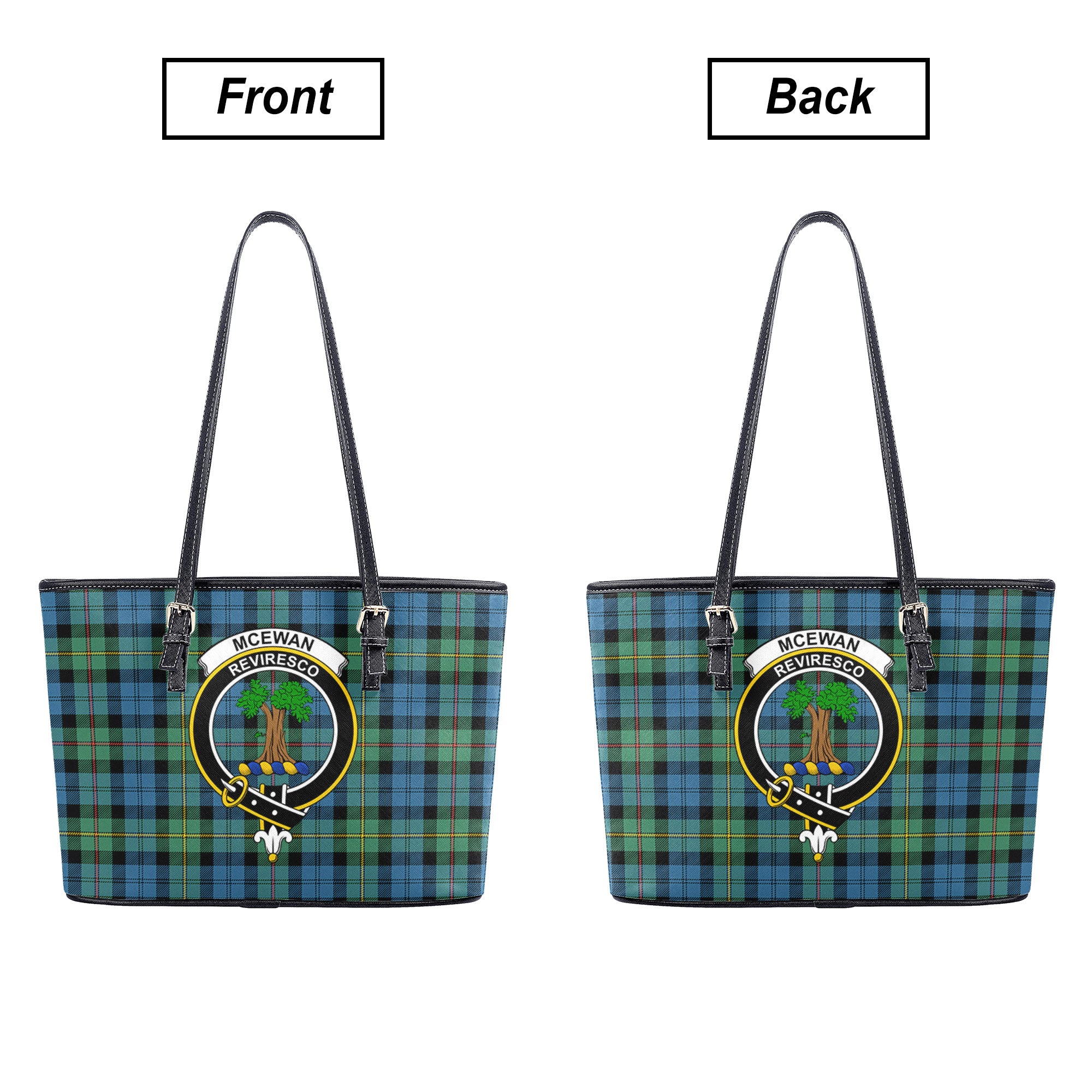 McEwan Ancient Tartan Crest Leather Tote Bag