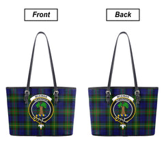 McEwan Modern Tartan Crest Leather Tote Bag