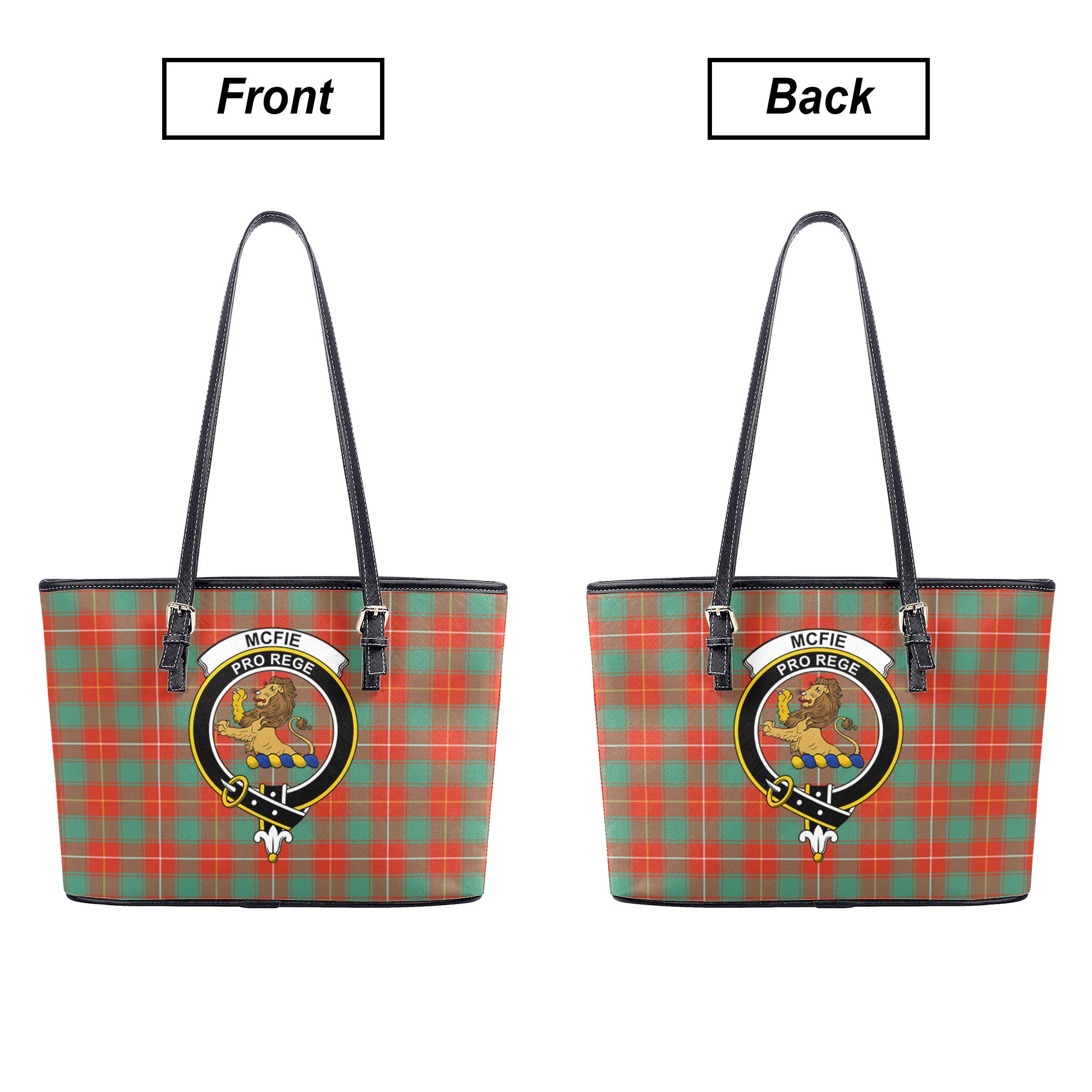 McFie Ancient Tartan Crest Leather Tote Bag