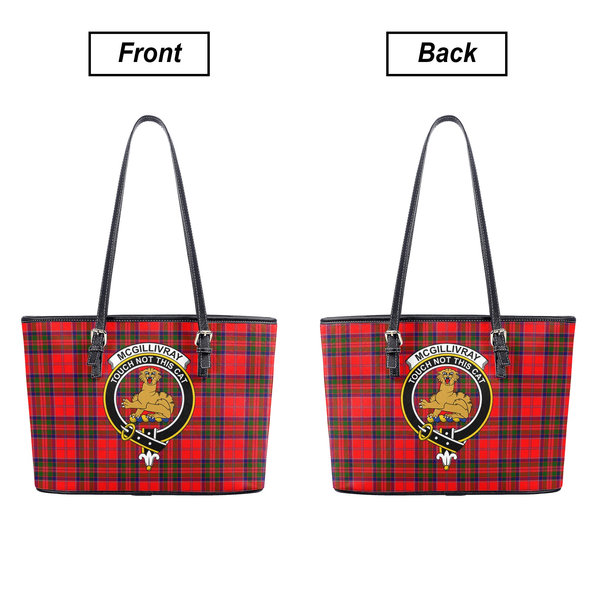 McGillivray Modern Tartan Crest Leather Tote Bag