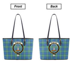 McIntyre Hunting Ancient Tartan Crest Leather Tote Bag