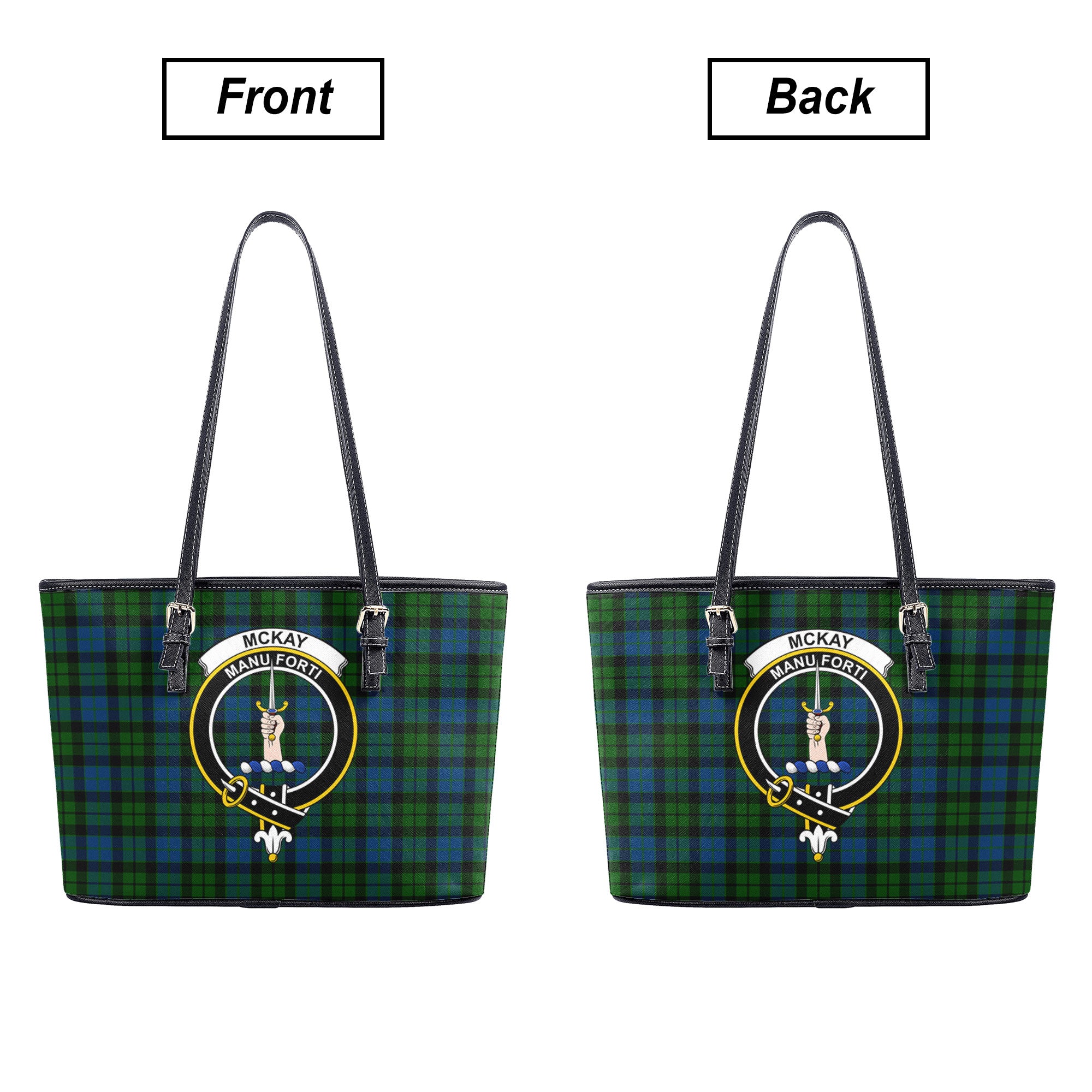 McKay Modern Tartan Crest Leather Tote Bag