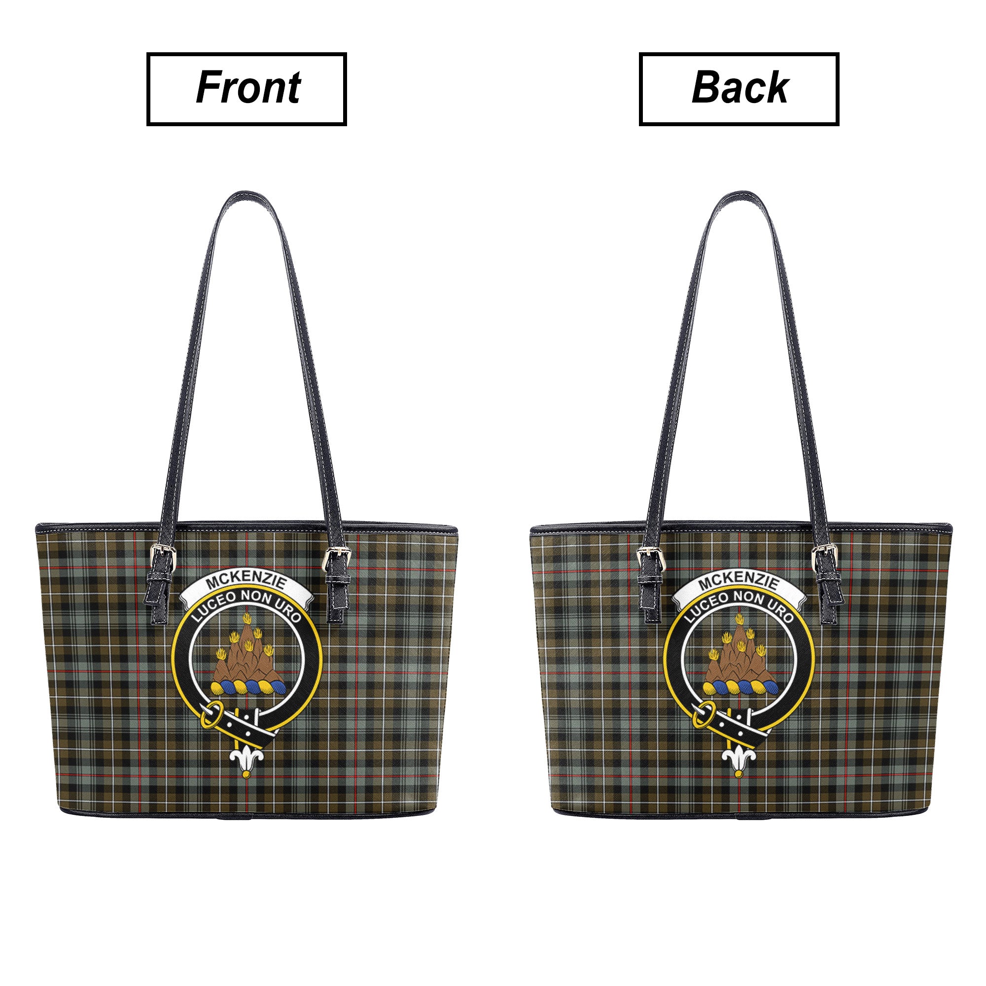 McKenzie Weathered Tartan Crest Leather Tote Bag