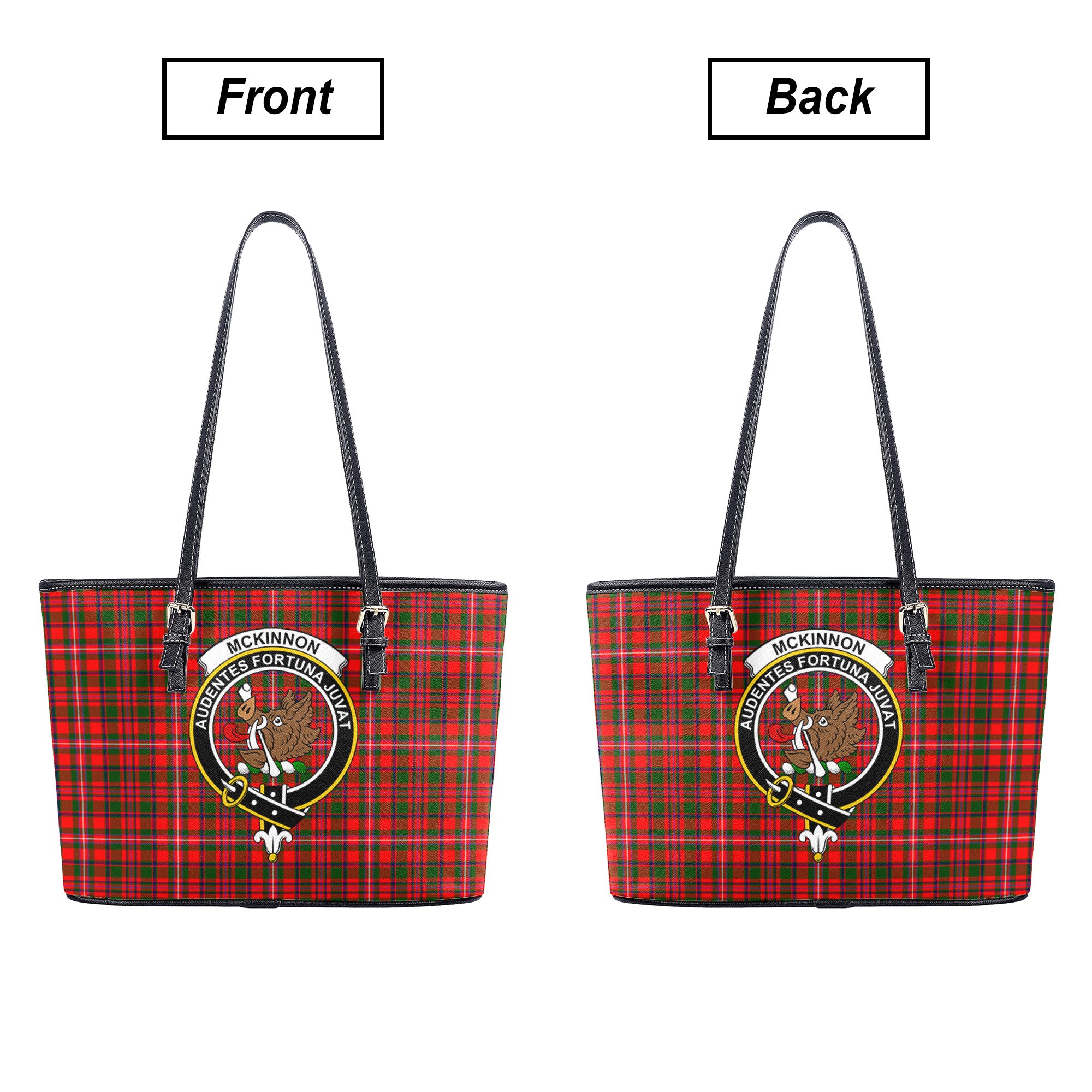 McKinnon Modern Tartan Crest Leather Tote Bag