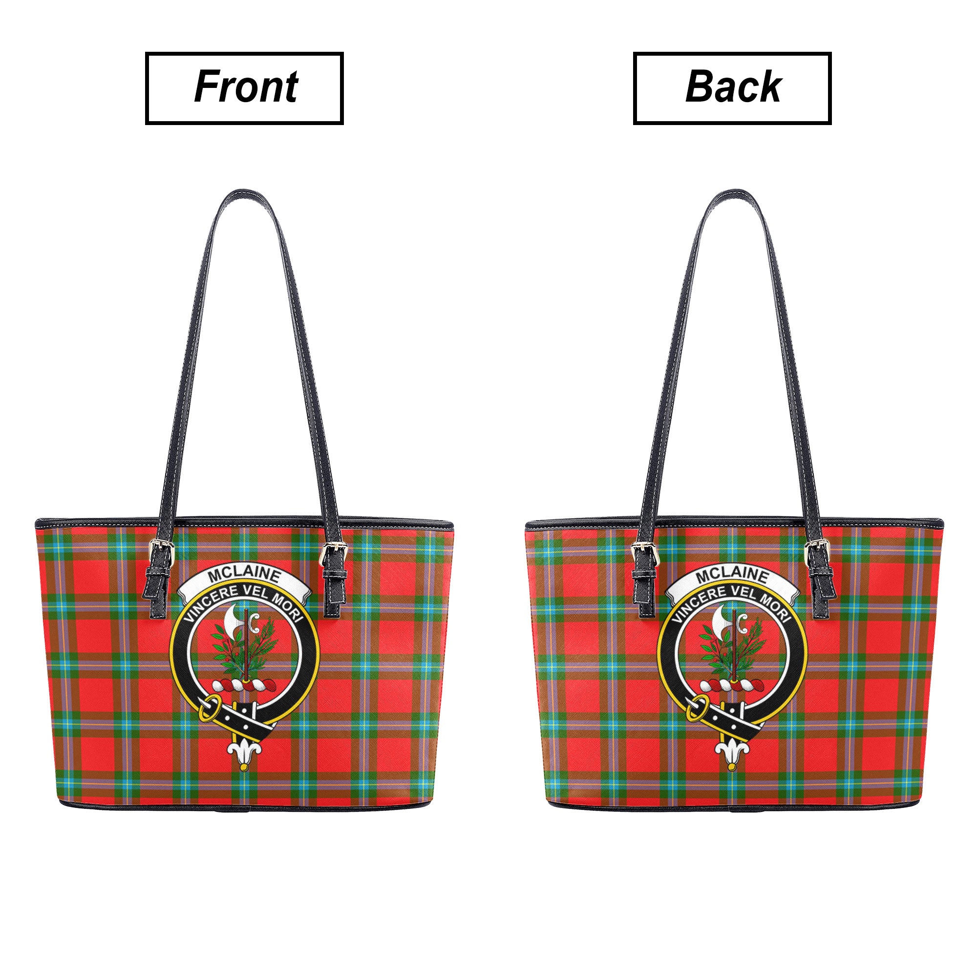 McLaine of Loch Buie Tartan Crest Leather Tote Bag