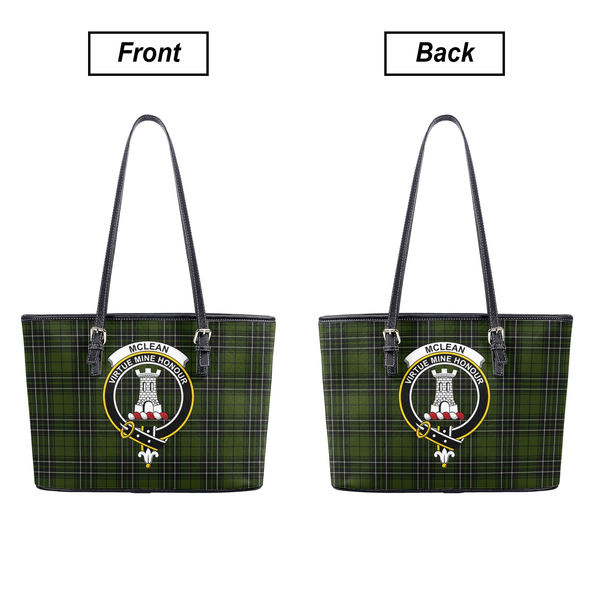 McLean Hunting Tartan Crest Leather Tote Bag