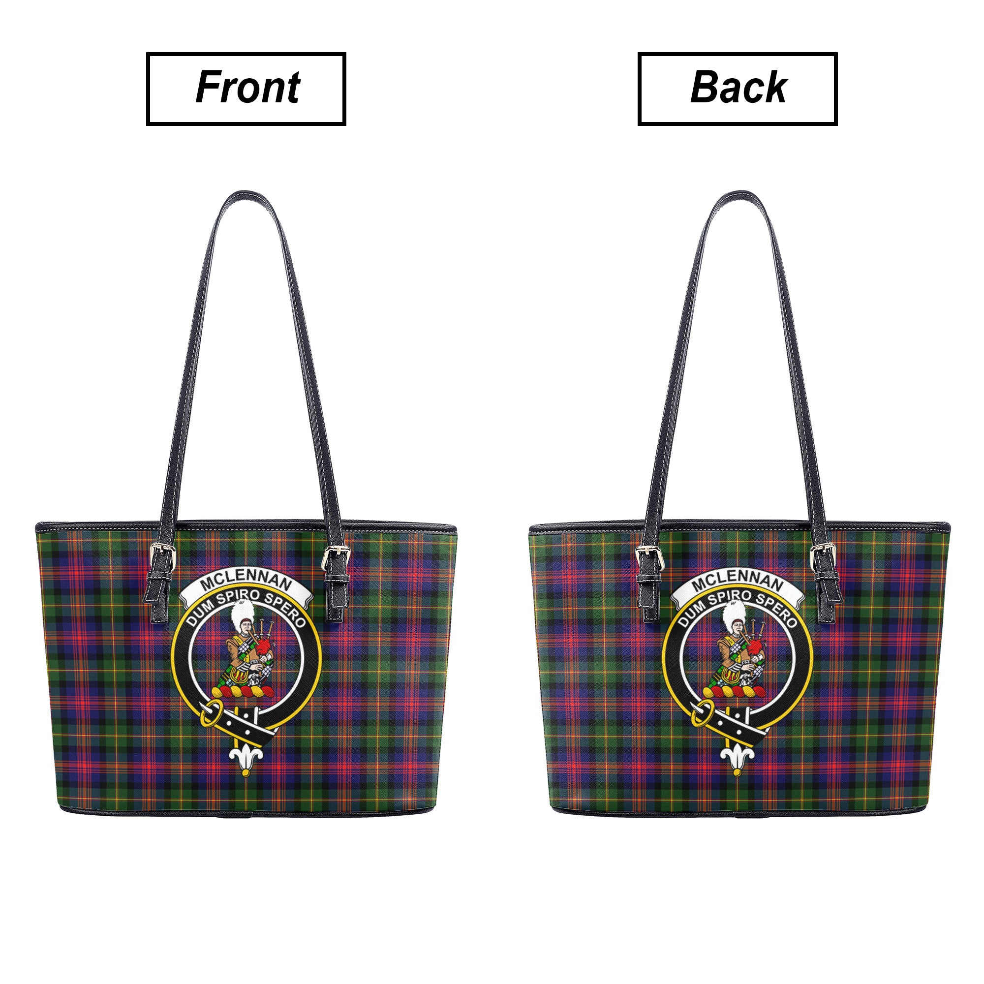 McLennan Modern Tartan Crest Leather Tote Bag