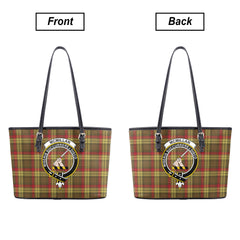 McMillan Old Weathered Tartan Crest Leather Tote Bag