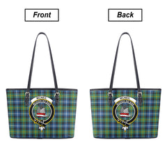 McNeil of Barra Ancient Tartan Crest Leather Tote Bag