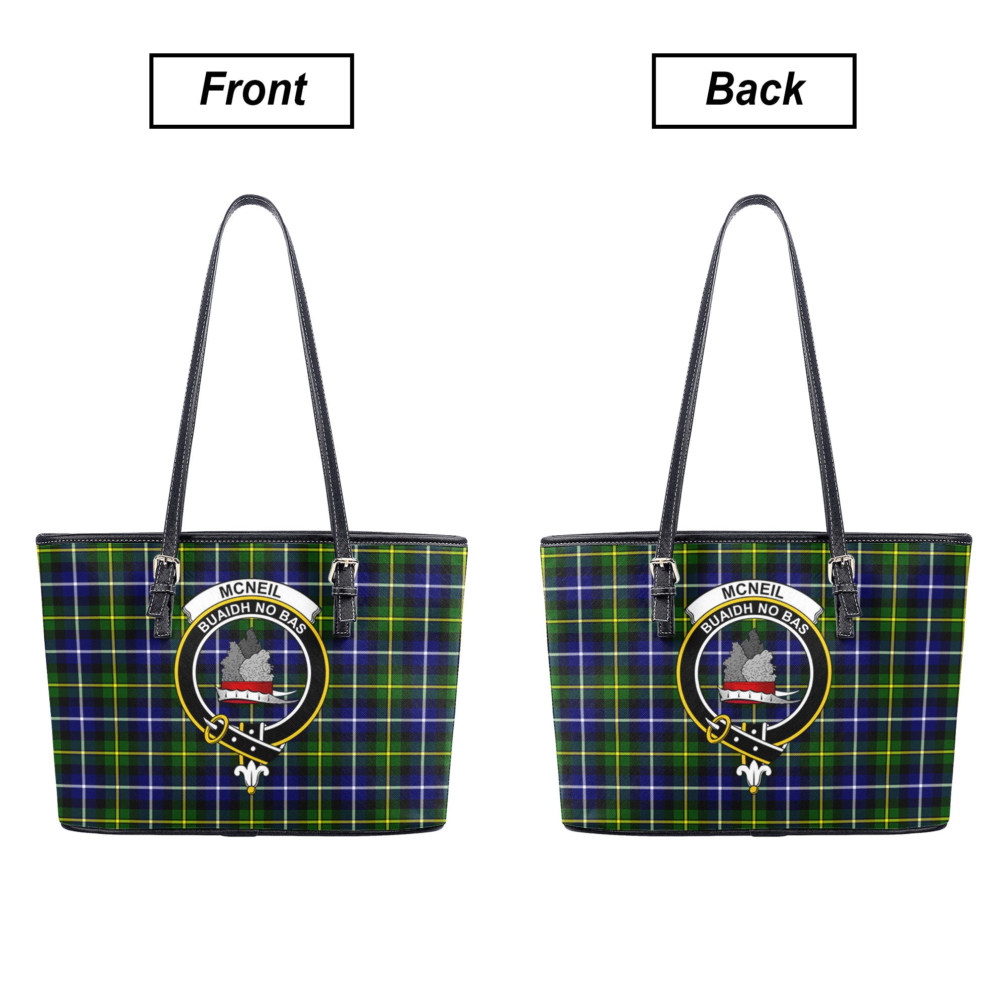 McNeil of Barra Modern Tartan Crest Leather Tote Bag