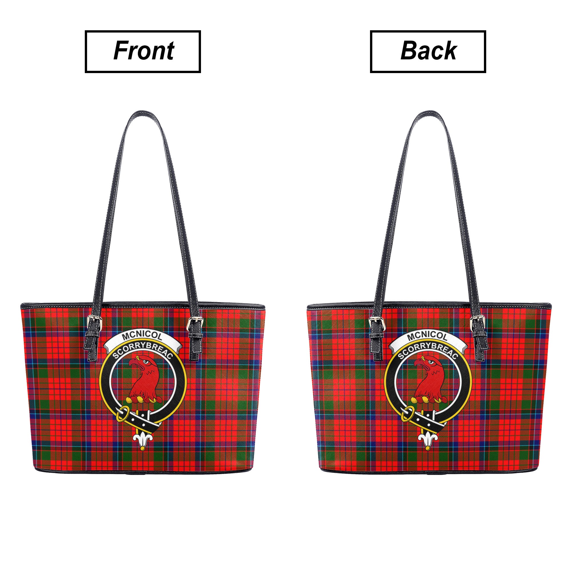 McNicol (of Scorrybreac) Tartan Crest Leather Tote Bag